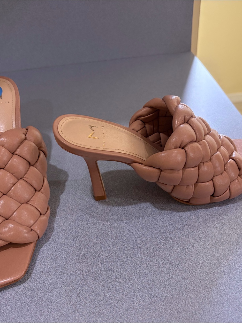 Marc Fisher Braided Leather Mule in Tan Blush